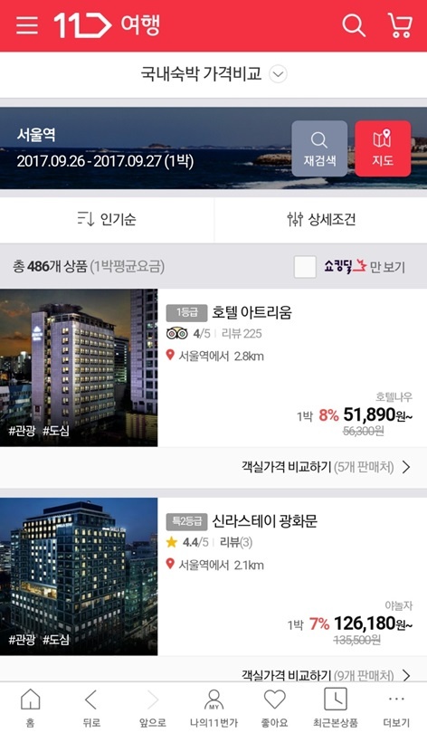 11번가에서는 이제 한번의 검색으로 전국에 있는 3만 여 개 국내숙박 가격 정보 비교를 통해 최상의 조건에 구매할 수 있게 됐다. 