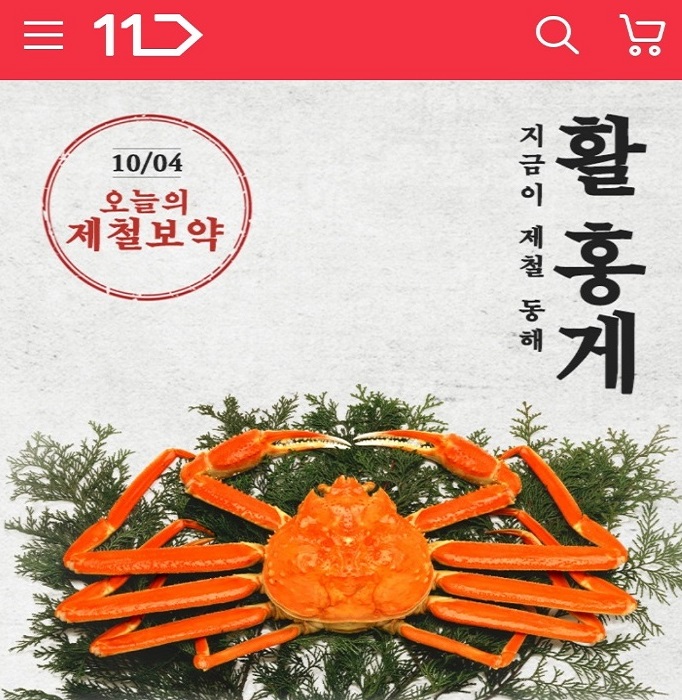 오늘의 제철보약 활홍게 안내